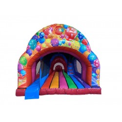 Multicoloured Party Curved Inflatable Bounce And Slide